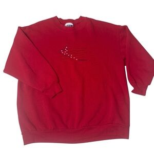 Vintage America Crewneck Sweatshirt heart stars 4th of July patriotic crew neck
